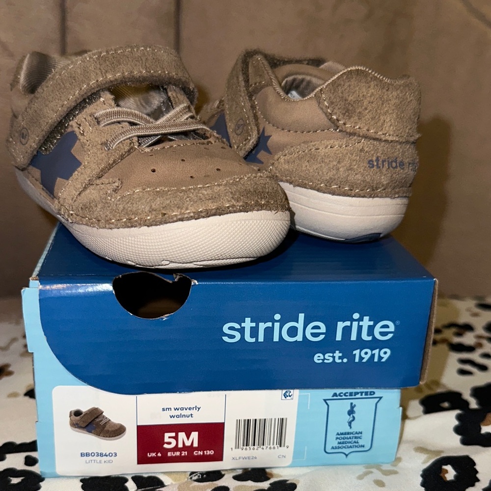 Stride Rite Tan and Blue Kids' Sneakers